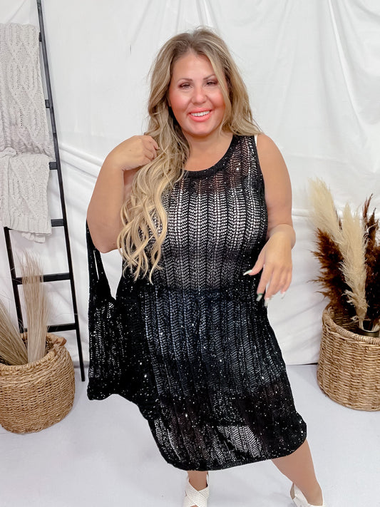 Black Side Slit Sleeveless Dress W/ Bag FINAL SALE