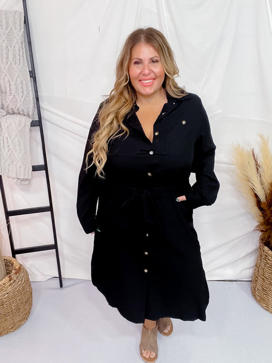 Black Belted Long Dress FINAL SALE