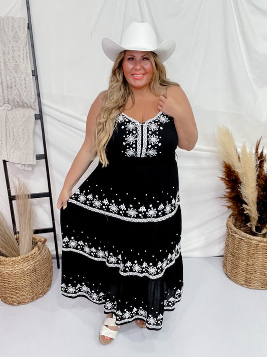 Black Embroidered Maxi Dress FINAL SALE